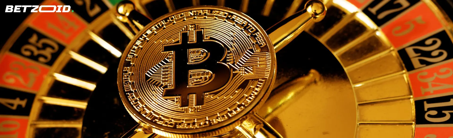 ビットコイン暗号通貨コインがルーレット盤上にあります。