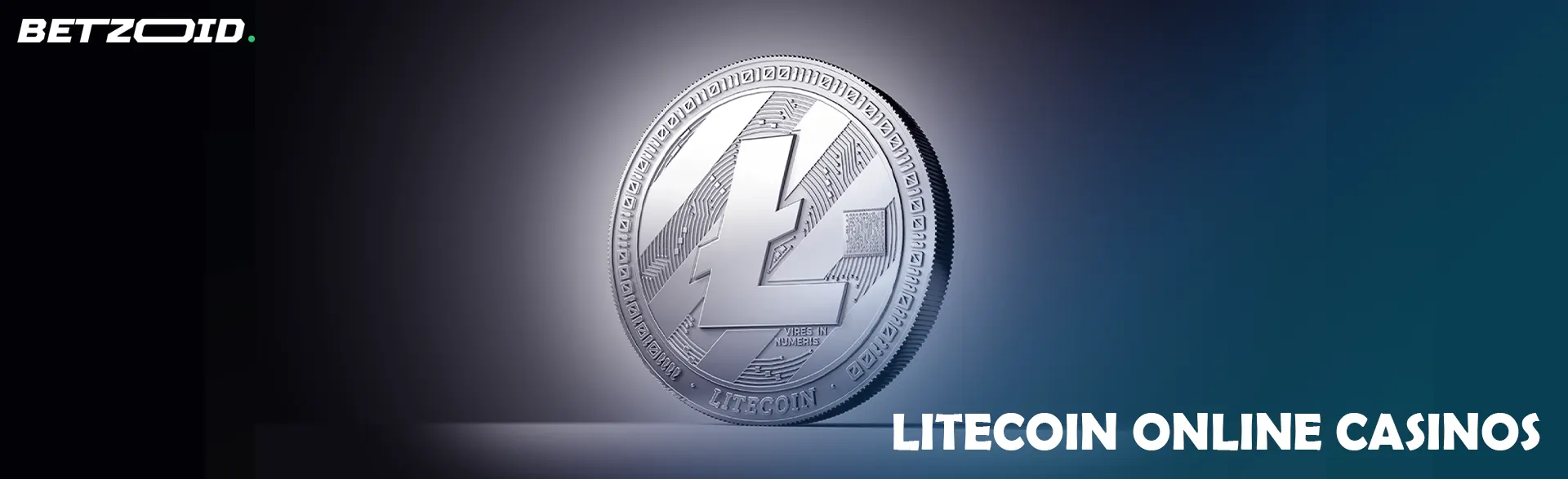 Litecoin cryptocurrency coin on a dark background.