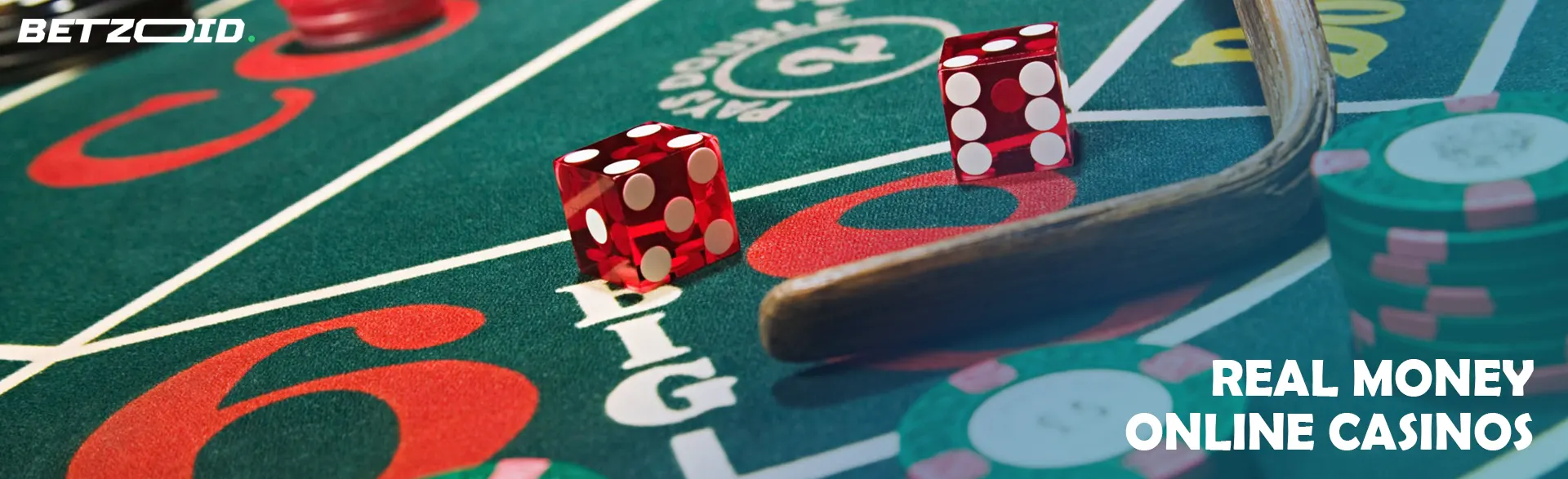 Dice and chips on the casino table.